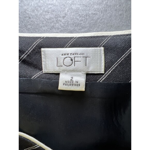 Loft Sundress Size 2 Black and White Pinstripe Fit Flare Linen Blend Graduation - Picture 10 of 12